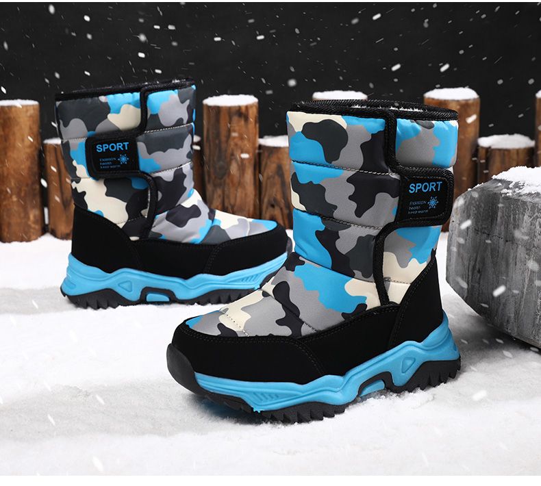 2024 Inverno Crianças Pelúcia Tecido Impermeável Antiderrapante Menina Sapatos Sola de Borracha Neve Moda Quente Botas Ao Ar Livre_voghion.com