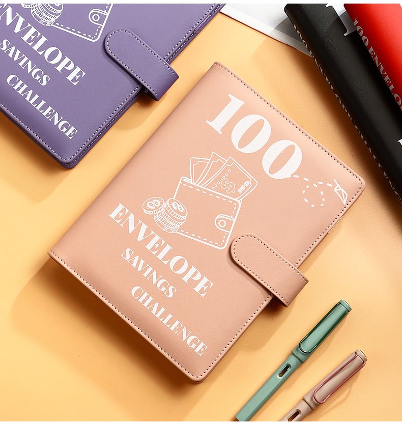 100 Zarflık Tasarruf Klasörü - Bütçeleme İçin A5 Nakit Zarf Sistemi, 29 PP Sayfalı 6 Halka Düzenleyici, Cüzdan Tipi (Birden Fazla Renk)_voghion.com