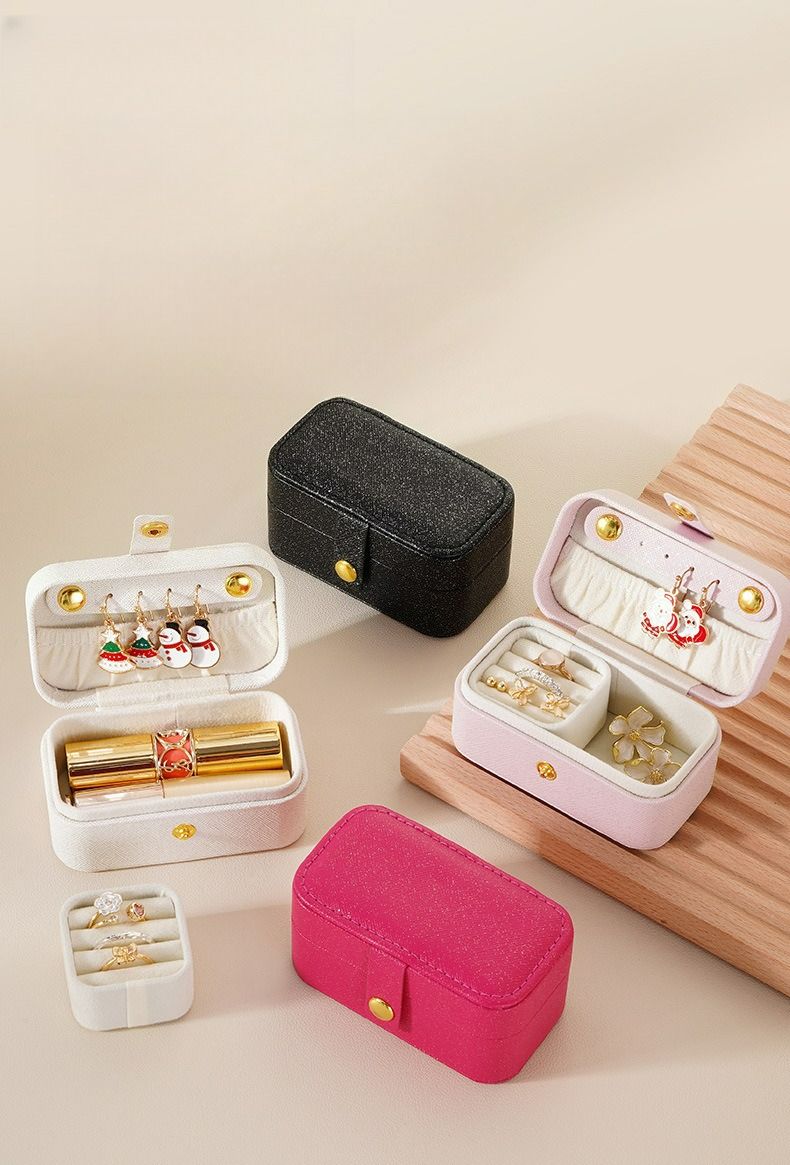 Boîte de rangement de bijoux portable Boîte à bijoux de voyage Boîte à bijoux pour bagues, boucles d'oreilles, chaînes, rouges à lèvres_voghion.com