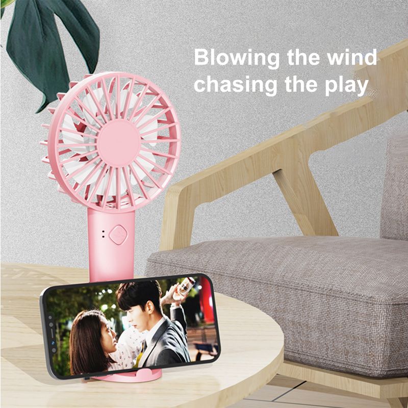 Ruixingst 1 Set, 600 mAh, Mini-Ventilator mit 3 Geschwindigkeiten, 7 Flügeln, abnehmbarer Basis, starker Wind, batteriebetrieben, wiederaufladbar, Mini-Taschen-Handventilator für Wohnheim_voghion.com