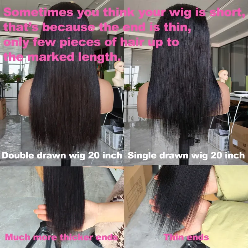 220% Double Drawn Human Hair Wig 4x4 Lace Front Glueless Pre-plucked Raw Vietnamese Straight_voghion.com