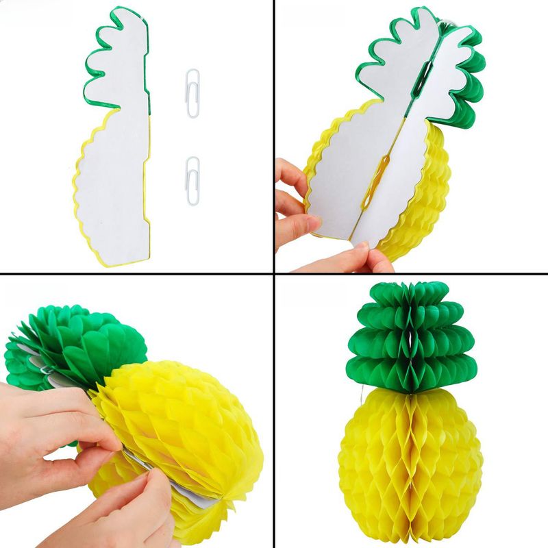 Pineapple honeycomb ball pineapple paper honeycomb fruit honeycomb decoration Hawaiian party decoration creative shaped flower ball_voghion.com