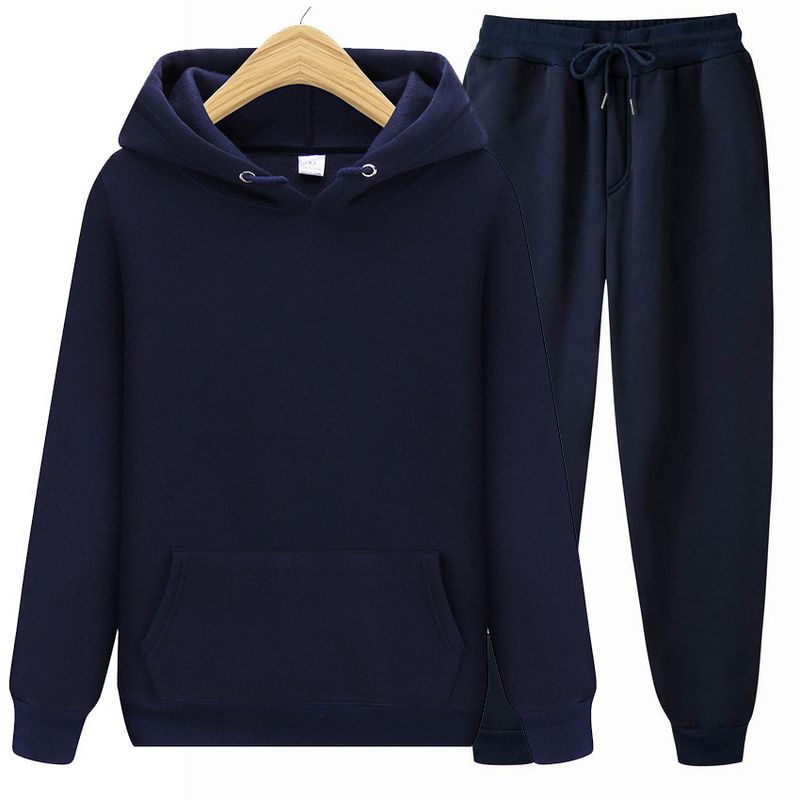 Pull à capuche et pantalon de survêtement décontracté deux pièces pour homme, couleur unie, taille européenne, printemps et automne_voghion.com