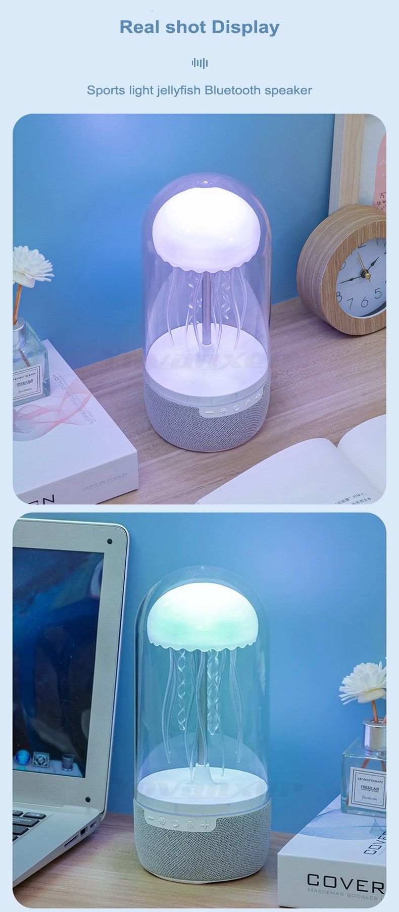 K19 Creative Portable Colorful Jellyfish Lamp Bluetooth Speaker HiFi Stereo 3D Surround Subwoofer Home Theater Sound_voghion.com
