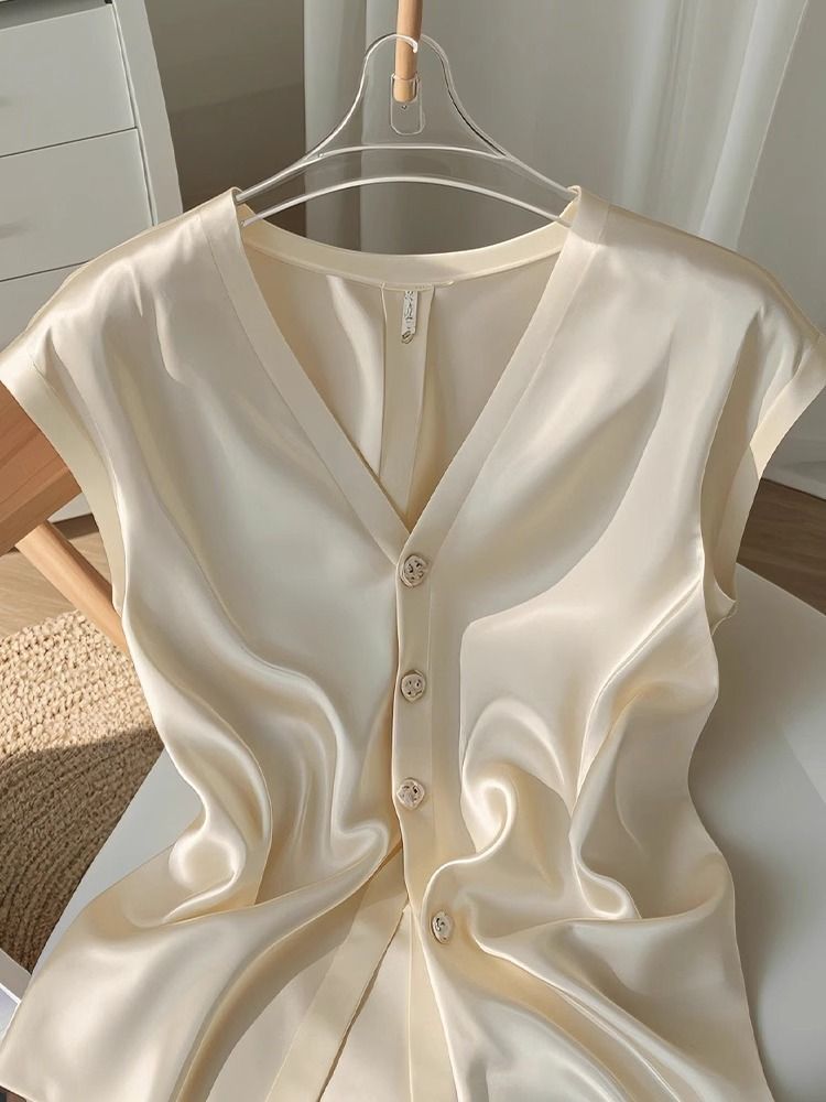 Abbigliamento da donna Camicie senza maniche con scollo a V Camicie temperamento_voghion.com