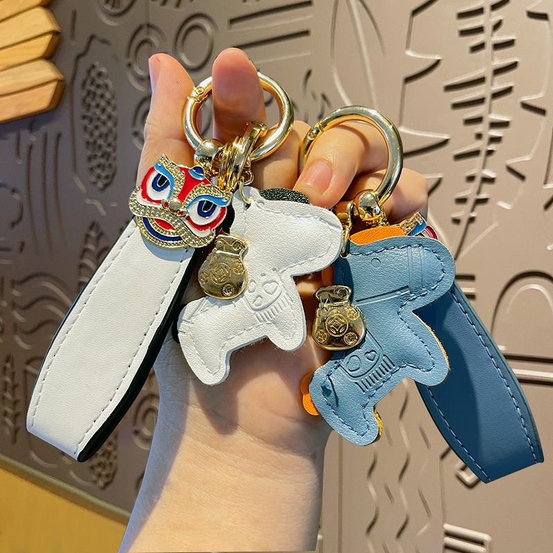 Cartone animato ricco presto carino leone ferro di cavallo fibbia ciondolo coppia pelle zaino regalo ciondolo portachiavi_voghion.com