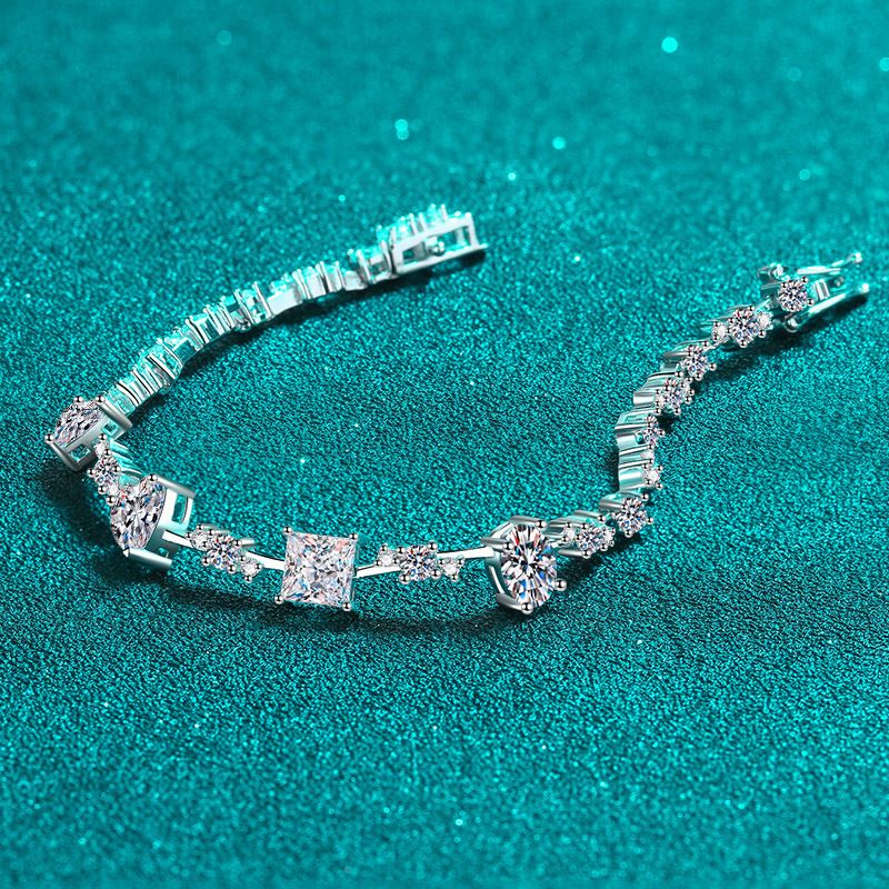 Bracciale da donna in argento puro con pietra Mosang irregolare, piccolo e popolare, placcato in oro PT950._voghion.com
