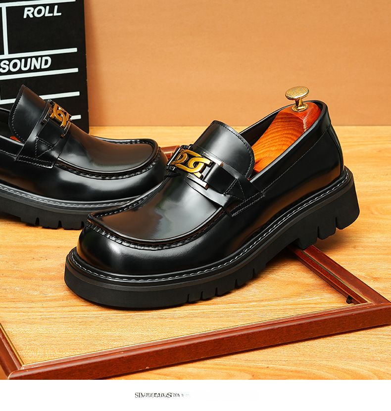 Miesten isokärkiset nahkakengät, aitoa nahkaa, brittiläiset business-kengät, platform-korkeussäädettävät miesten kengät, kiiltävät neliönmuotoiset kärjet, slip-on-kengät muodollisille kengille_voghion.com