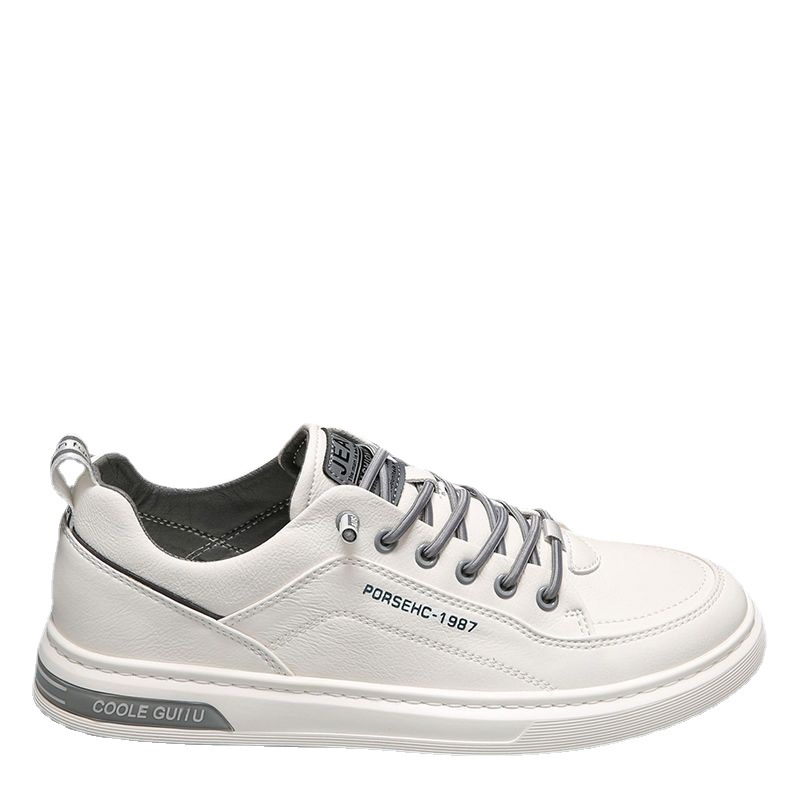 Tendenza maschile, versatili, scarpe basse da uomo casual in pelle con una gamba, impermeabili, piccole, bianche, primavera e autunno_voghion.com