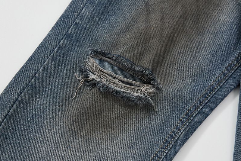 Men's Clothing M Dirty Pants Mud Dyed Old Washed Blue Jeans Casual Flared Trousers For Men And Women_voghion.com