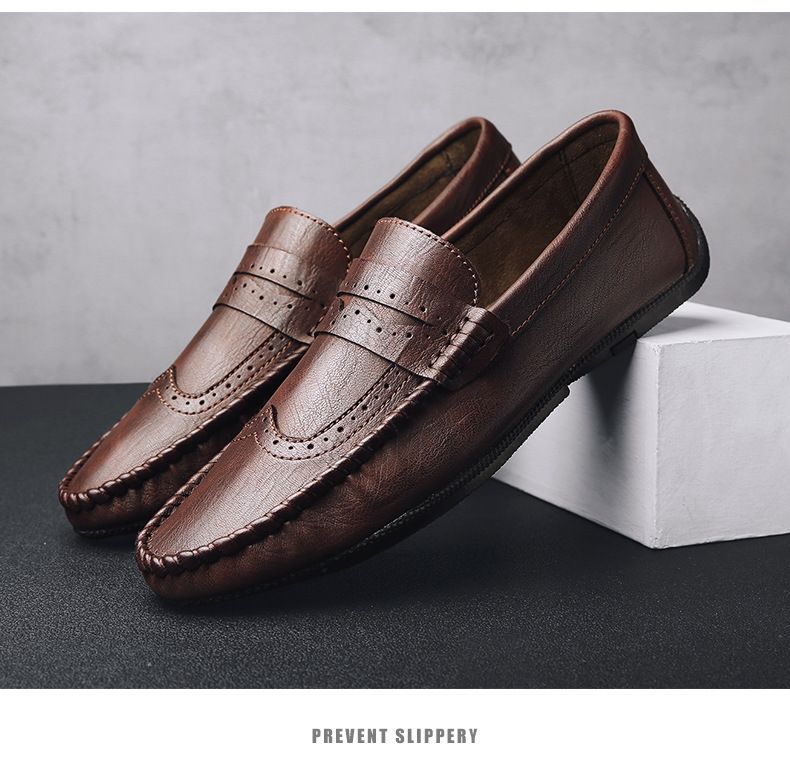 Neue Herrenschuhe im britischen Stil, Brock Vintage, lässige Bean-Schuhe, atmungsaktive, weiche Sohle, rutschfeste Lederschuhe_voghion.com