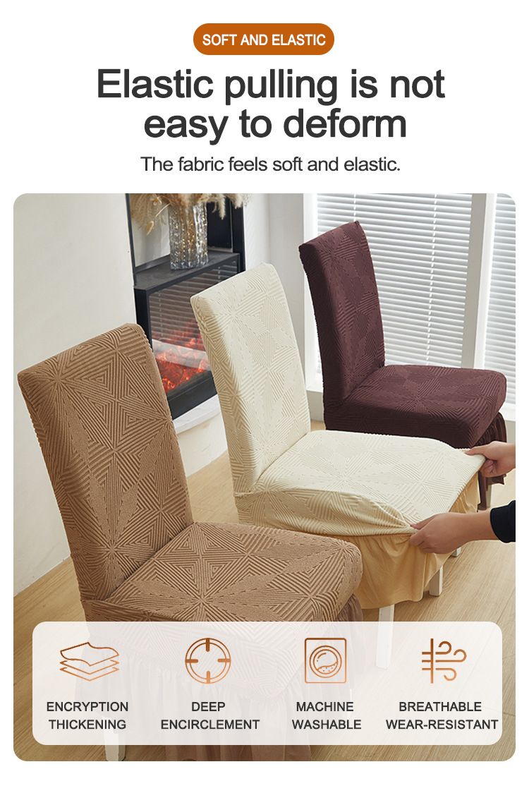 Stretchable Elastic Chair Cover With Flowing Skirt Design, Thickened Polyester Dust-Proof Universal Fit For Home, Hotel & Restaurant Use_voghion.com