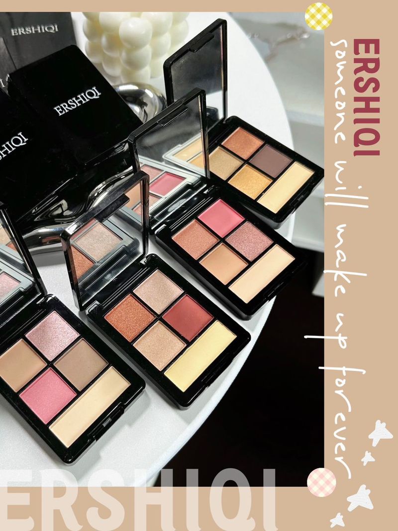 Fard à paupières exclusif de haut niveau 5 couleurs mat fin flash poudre haute brillance blush affichage couleur assiette quotidienne pour filles_voghion.com