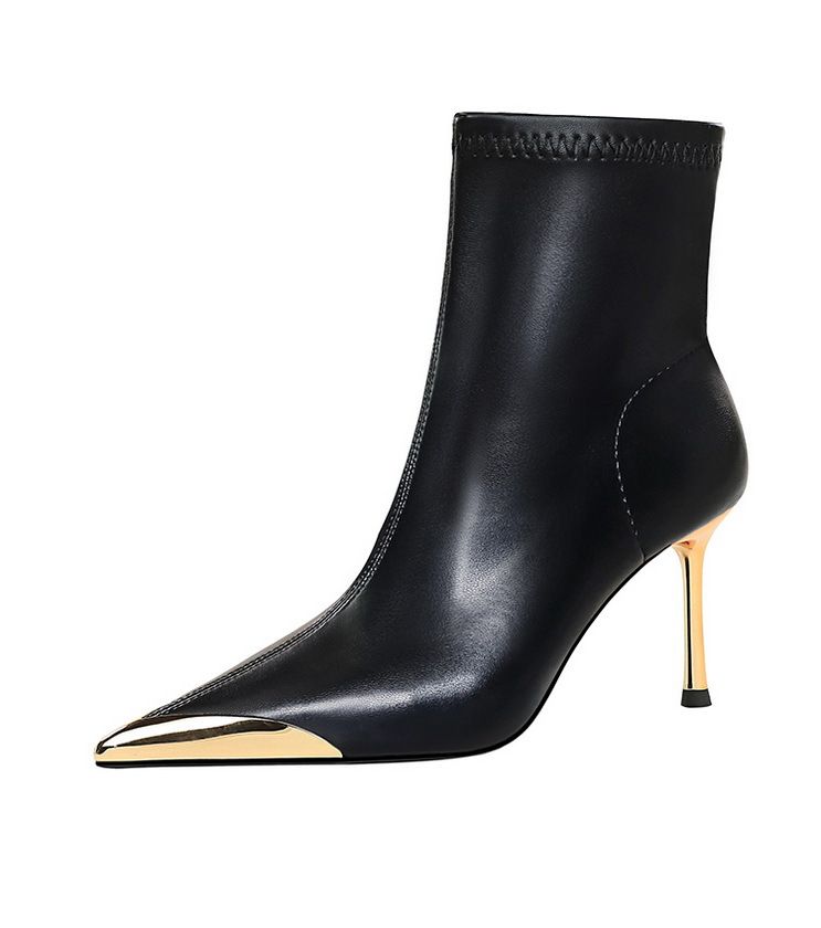 319-11 Style Winter Slim Super High Heels, Women's Boots, Metal Pointed Iron Toe, Fashionable Short Boots_voghion.com