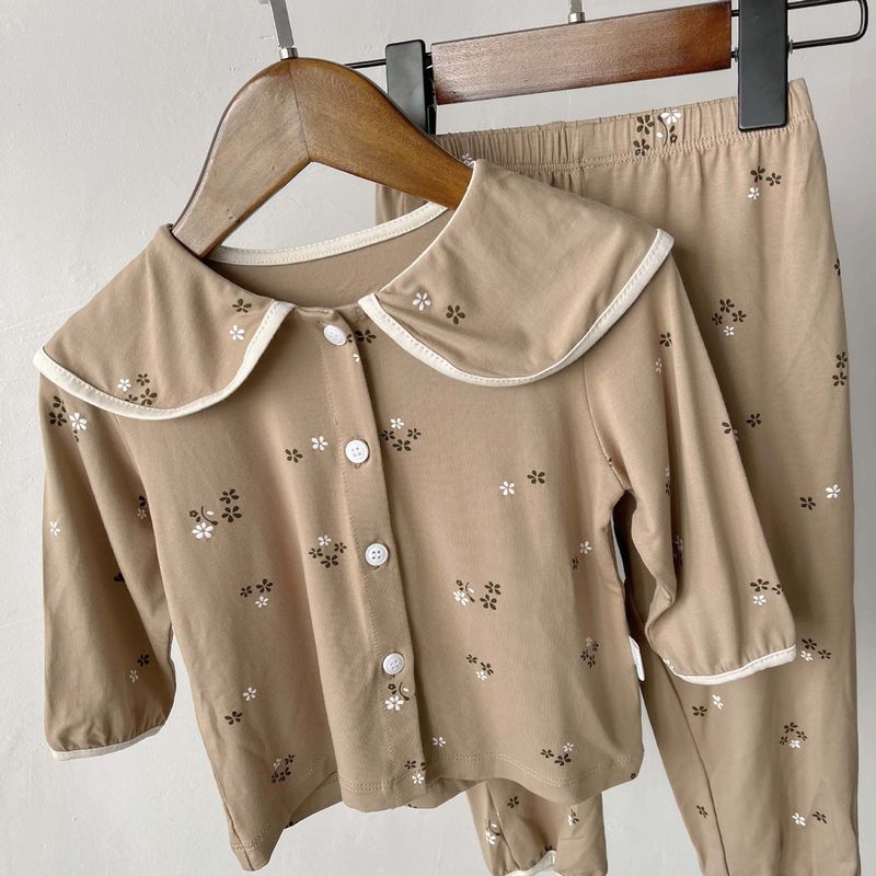 Pijamas para niños de estilo coreano Minicowmother, ropa de otoño e invierno para el hogar, ropa antibacteriana con aire acondicionado para bebés, traje para niños_voghion.com