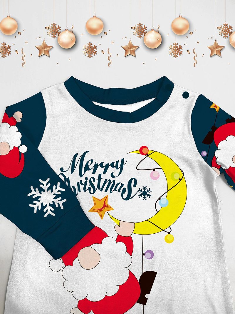 Pigiama stampato per la casa con fiocco di neve e lettera di Babbo Natale per Natale._voghion.com