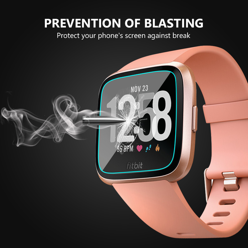 Anti-fingerprint 0.26mm Square Hd Tempered Glass Screen Protector Protective Film For Fitbit Versa Smart Watch Explosion-proof_voghion.com