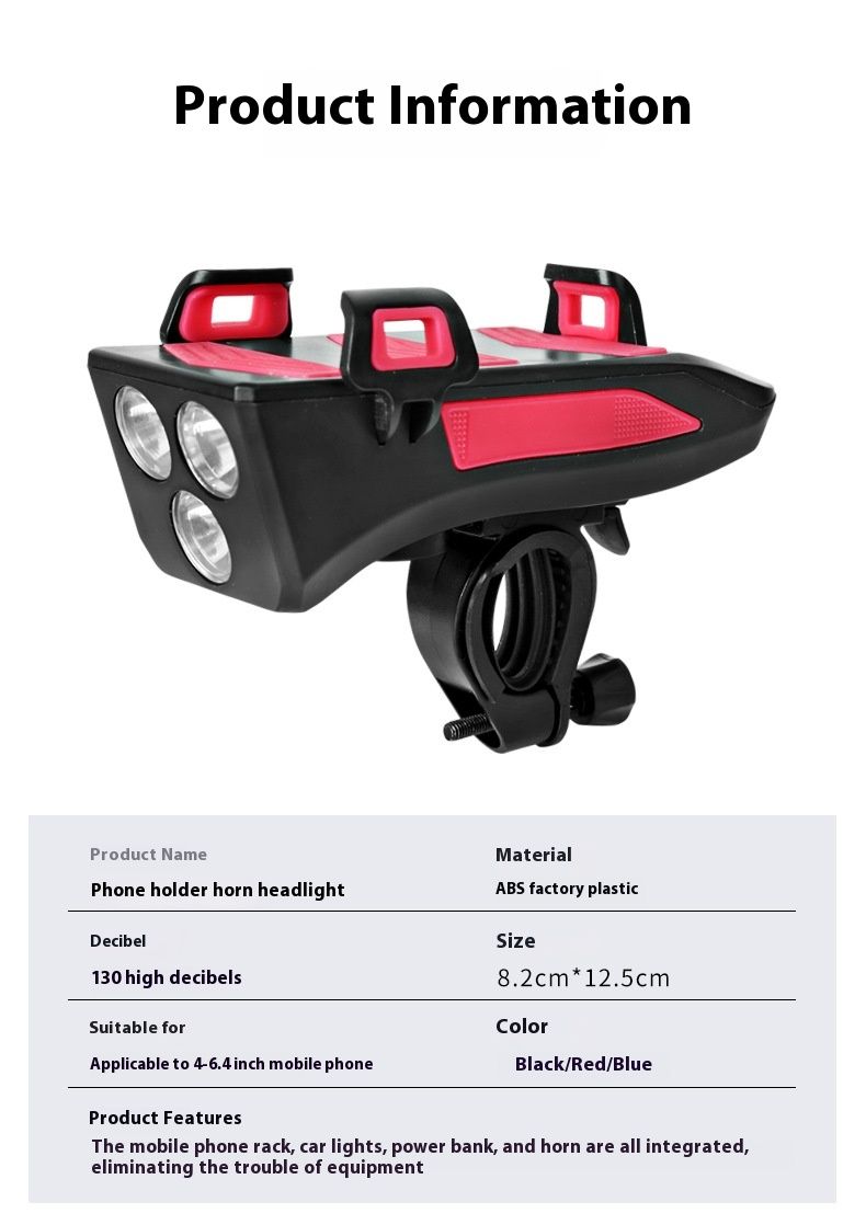 Fahrradhalter Radfahren Fronttelefonhalterung Power Bank Lautsprecher Multi-in-One Fahrradlicht_voghion.com