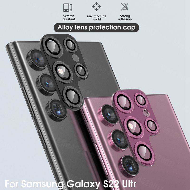Carcasă cu inel metalic pentru lentilă de cameră pentru Samsung Galaxy S22 Ultra, protectoare pentru cameră, lentilă pentru Galaxy S22 Ultra, sticlă pentru Samsung S_voghion.com