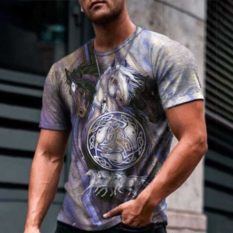 2023 Nuova maglietta da uomo stampata in 3D alla moda a maniche corte_voghion.com