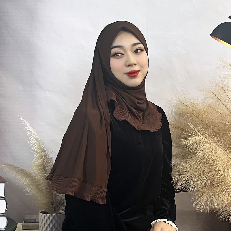 Naiste Hijab ühevärviline šifoonist pikk sall pullover ühekihiline volangiga naiste mähis mugav naiste sall_voghion.com