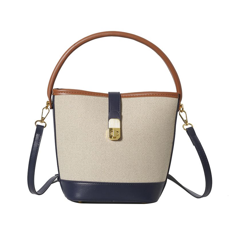 Damen Neue Mode Trendy Handtasche Eimer Nischendesign Farbblock Patchwork Schulter Umhängetasche_voghion.com
