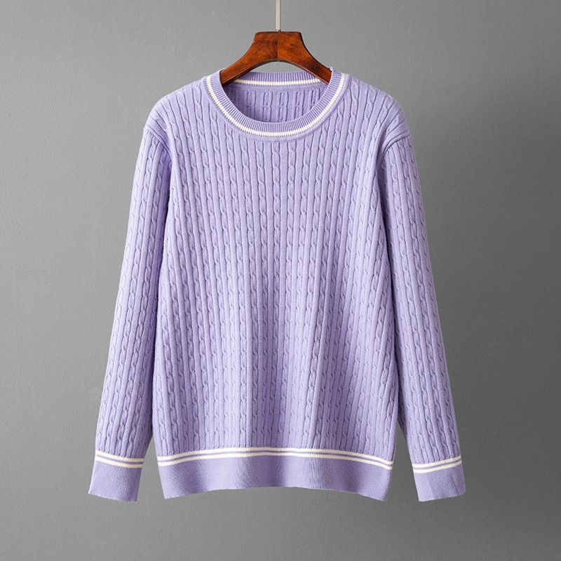 Elegante set di maglione e pantaloni in maglia - Completo casual a righe con pullover a maniche lunghe e pantaloni in morbida miscela di viscosa, versatile per l'ufficio e per tutti i giorni_voghion.com