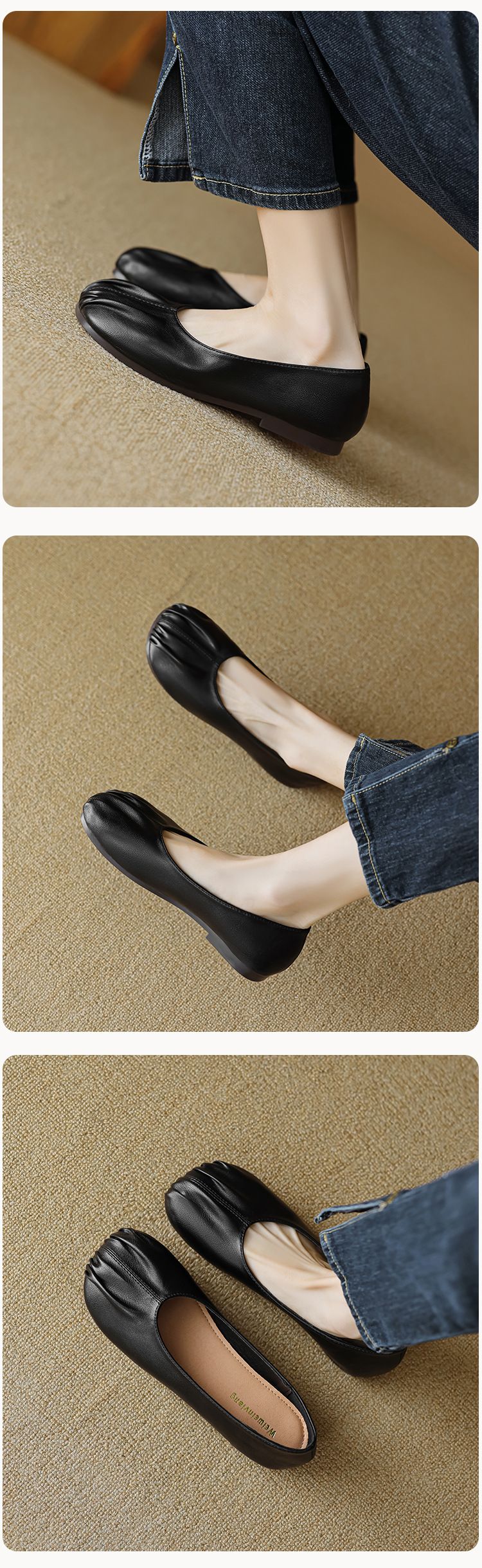 Round Head Single Shoes Women's Flat-bottomed Pleated One-pedal Retro Grandma Shoes Soft-soled Mary Jane Shoes_voghion.com