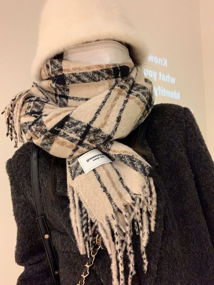 Sciarpa rossa di Natale da donna, invernale, nuova edizione coreana, versatile, spessa, calda, per studenti, di alta qualità, morbida e appiccicosa, scialle_voghion.com