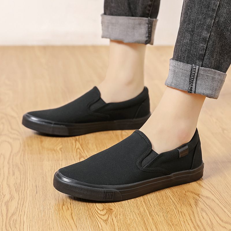 Scarpe casual da uomo Huili Canvas, coreane, con suola piatta, traspiranti, tinta unita, comode e comode, WXY_voghion.com