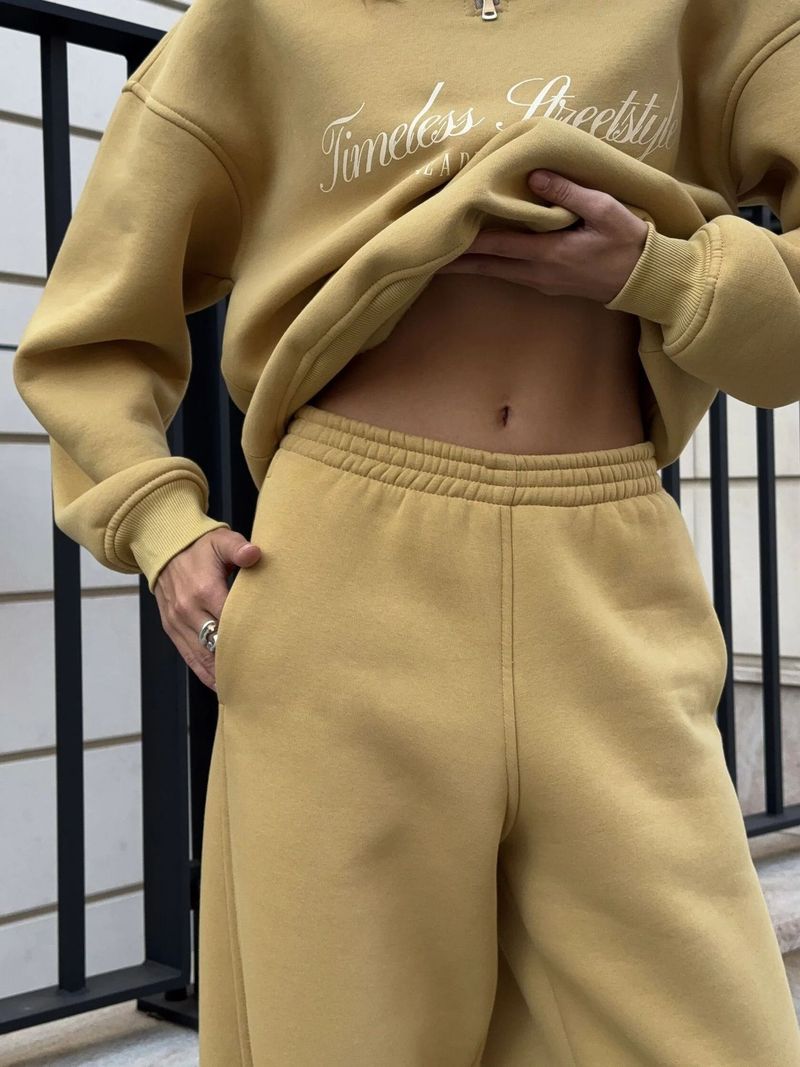 Oversized Letter Print Sweatshirt & Jogger Set - Unisex Streetwear Lounge Two-Piece, Drop Shoulder Long Sleeve Hoodie With Matching Drawstring Pants_voghion.com