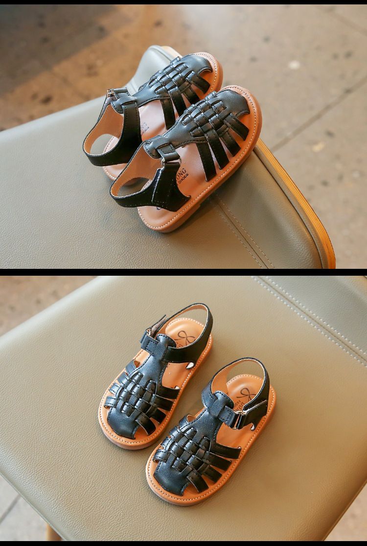 Sandali chiusi in pelle traspiranti con punta cava, stile coreano, per bambine, estate 2023, nuovi_voghion.com