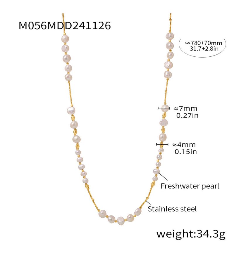 Fangtang Empress Dowager Danshui Pearl Long Sweater Chain Stainless Steel Starry Sky Charm Exquisite Necklace For Women_voghion.com