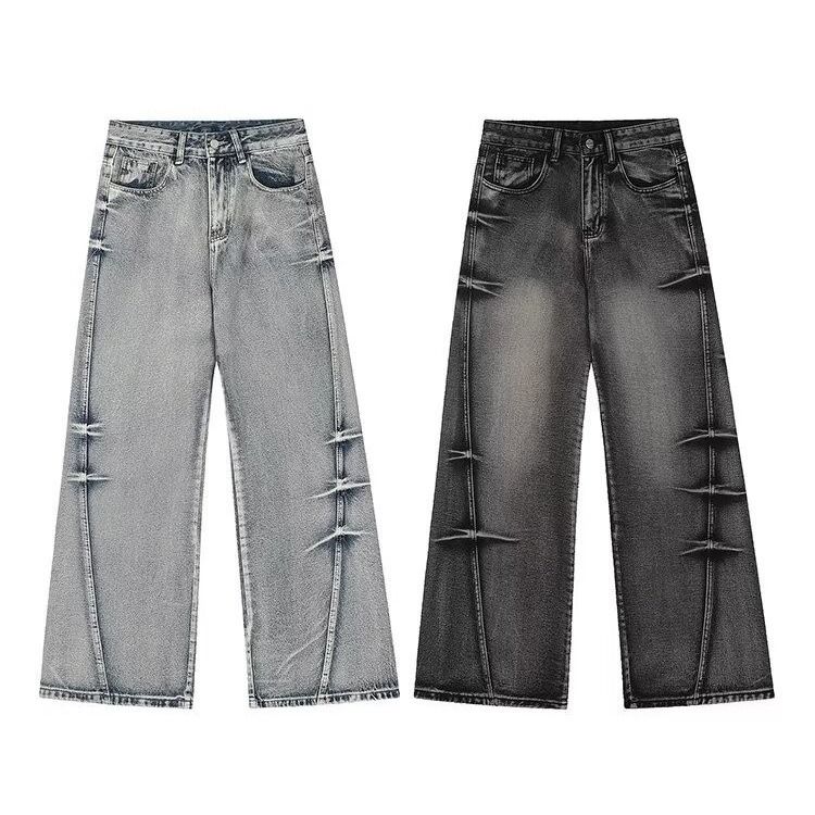 Herrenbekleidung Jeans im Retro-Waschdesign für Damen und Herren, trendige Cleanfit-Jeans mit weitem Bein und lockerer Nische, die zu allen Outfits passt_voghion.com