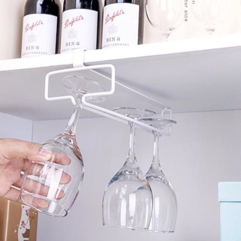 Wrought Iron Cabinet Wine Glass Drain Rack Hanger Goblet Storage Rack Kitchen Bar Tools_voghion.com