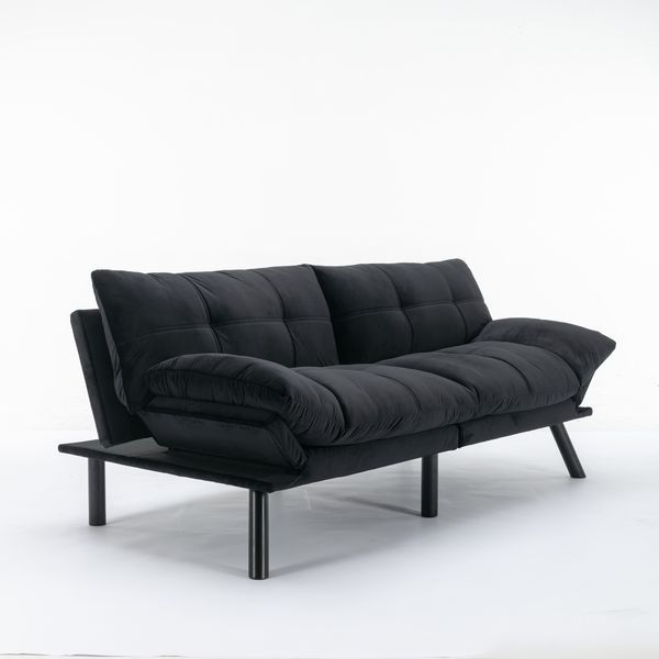 Black Convertible Folding Modern Sofa Bed_voghion.com