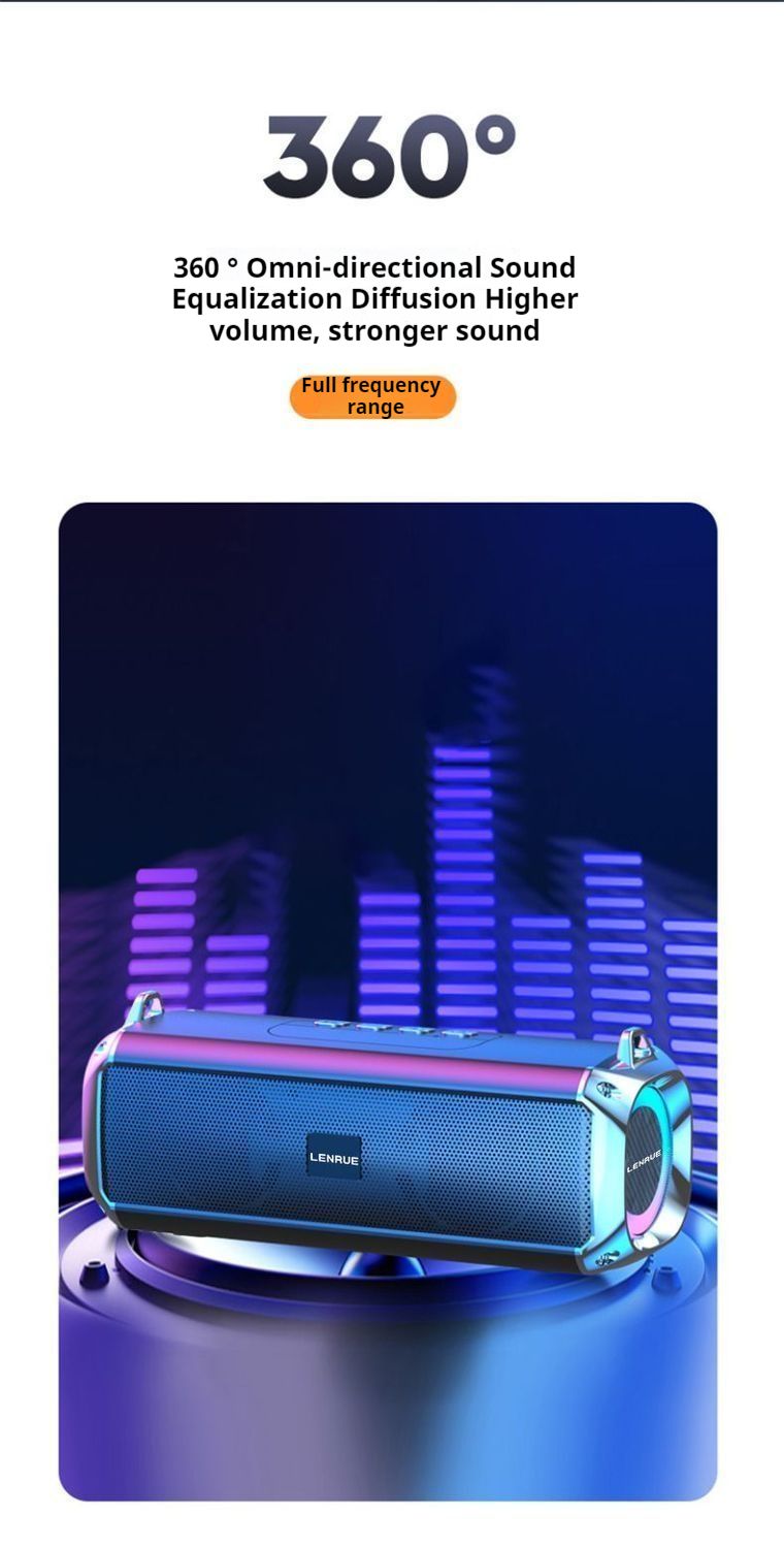 Enceinte Bluetooth portable 20 W avec basses puissantes et lumière colorée, stéréo surround, étanche, sans fil, caisson de basses, boombox, karaoké à domicile_voghion.com