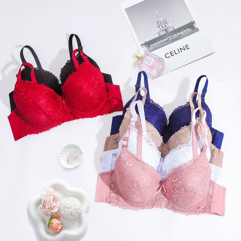 lace sexy bra, comfortable big breasts, small push-up beautiful back underwear, women's thin cup large size bra_voghion.com