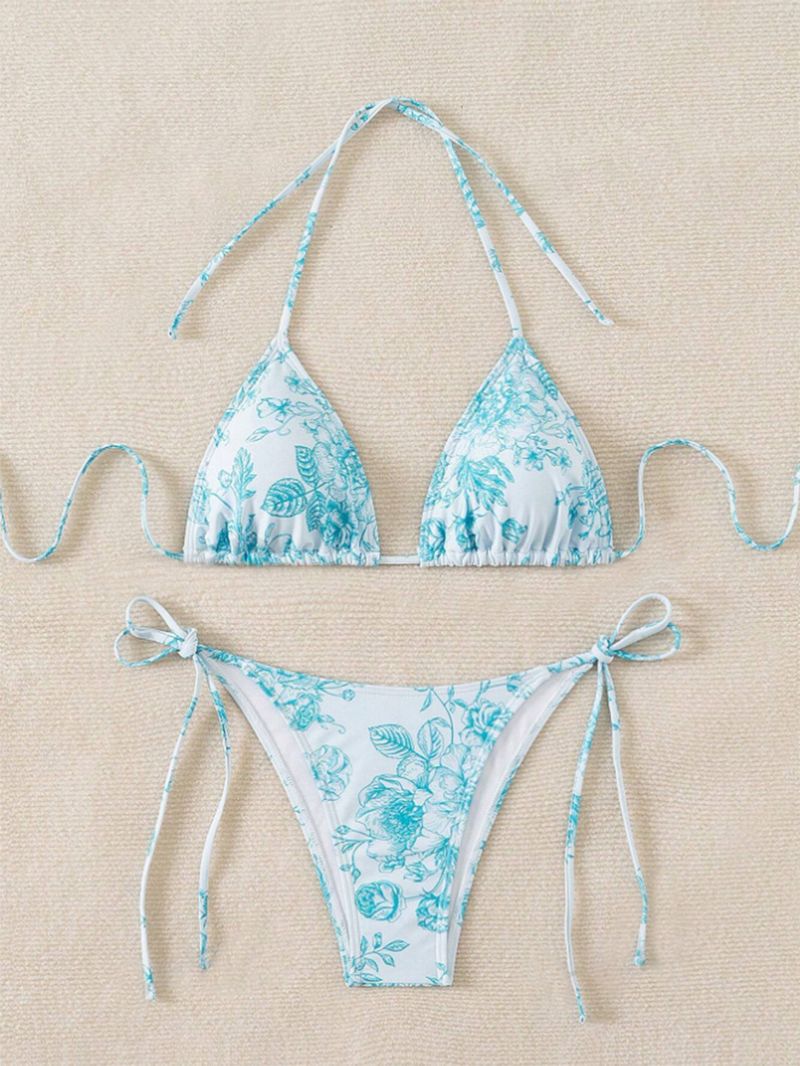 Women's Clothing Sexy Backless Swimsuit Women's Leopard Print Three Point Bikini Drawstring Swimsuit_voghion.com
