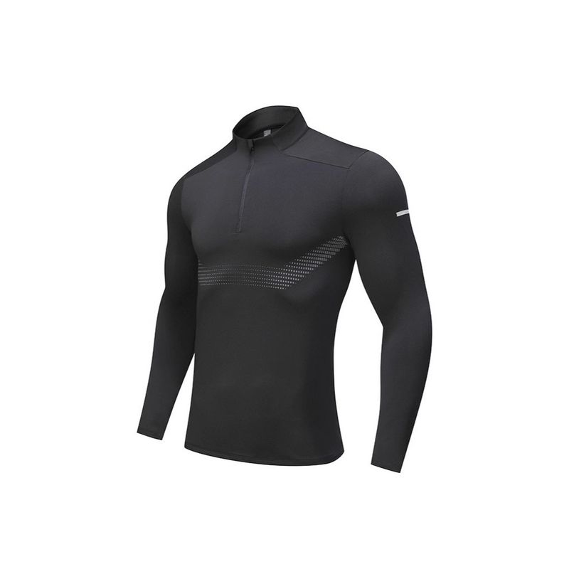New Running Fitness Quick-drying Clothes Semi-zipper Men's Fashion Breathable Elastic Tight_voghion.com