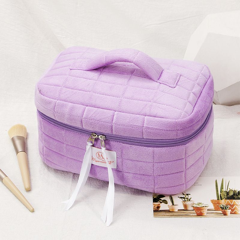 Exclusive Quilted Storage Cosmetic Bag Large Capacity High Value Solid Color Travel Fabric Quilted_voghion.com