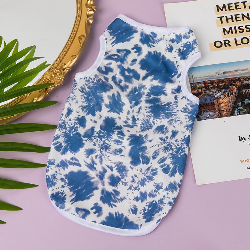 New Pet Clothes Tie-Dye Summer Vest Jumpsuit Quick-Dry Breathable Large Medium Small Dog Clothing_voghion.com
