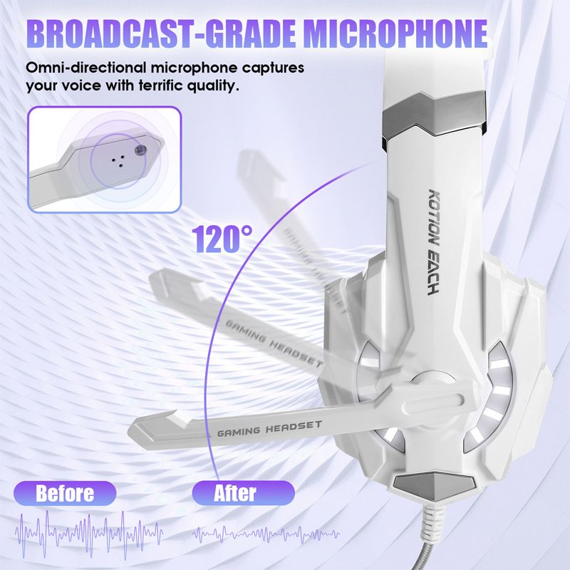 Cuffie da gioco cablate G9000 con microfono, presa da 3,5 mm/USB, cuscinetti auricolari in memory foam, isolamento acustico per PC, dispositivi mobili e console di gioco_voghion.com