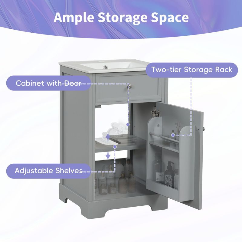 20" Bathroom Vanity With Sink, Bathroom Cabinet With Soft Closing Door, Storage Rack And Adjustable Shelves_voghion.com
