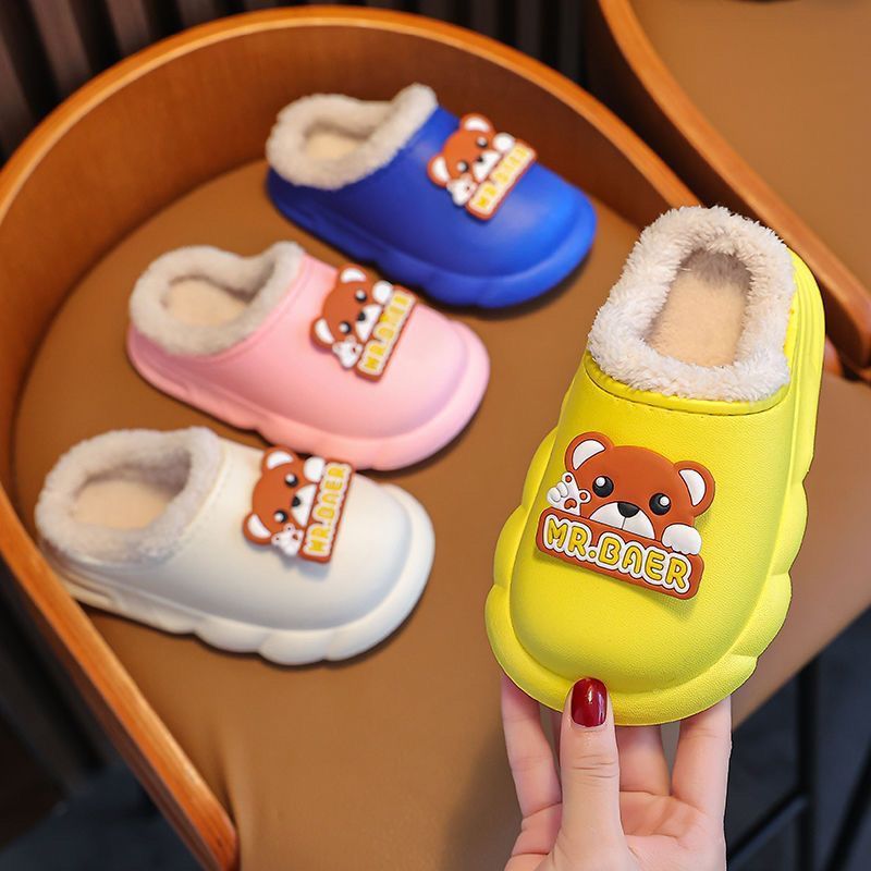 Pantofole in pelliccia impermeabili per bambini in cotone 2024 nuove autunno inverno e ragazze bambino casa ragazzi_voghion.com