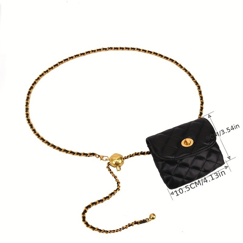 Dames Riemen Gouden Balketting Crossbodytas Heupketting Modieus Schattig Geborduurd Draad Diamant Kindermunt Heuptas Trendy Klein Geur_voghion.com