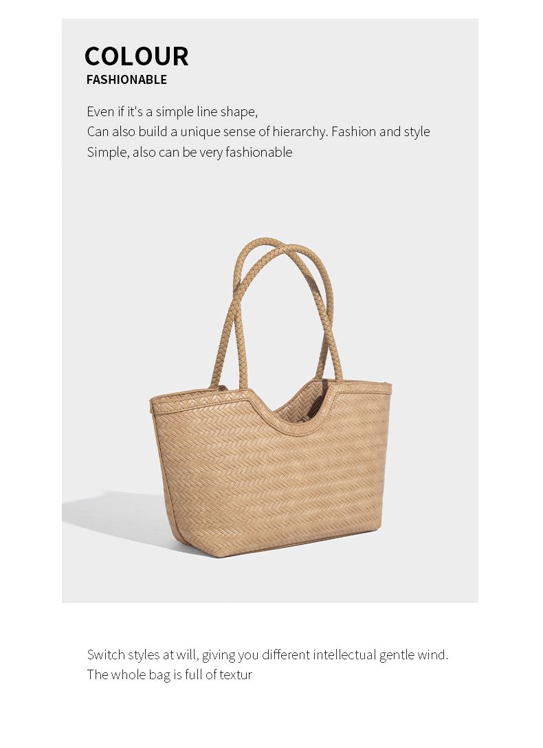 Borsa tote in pelle intrecciata con tasca interna, borsa a tracolla di grande capacità per uso quotidiano, shopping, viaggi - Design marrone chic_voghion.com