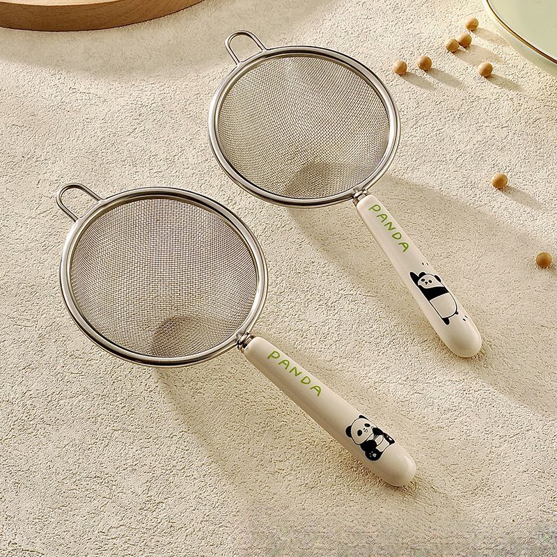 Ceramic Handle Small Strainer 304 Stainless Steel Skimmer Household Mini Baby Food Soy Milk Juice Residue Removal Mesh_voghion.com