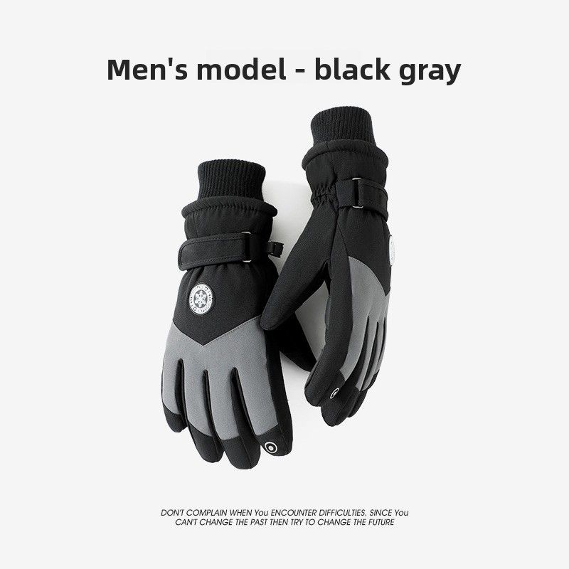 Guantes de esquí de algodón para hombre y mujer, con forro polar, resistentes al viento, impermeables y cálidos, para invierno, con pantalla táctil, para bicicleta eléctrica_voghion.com