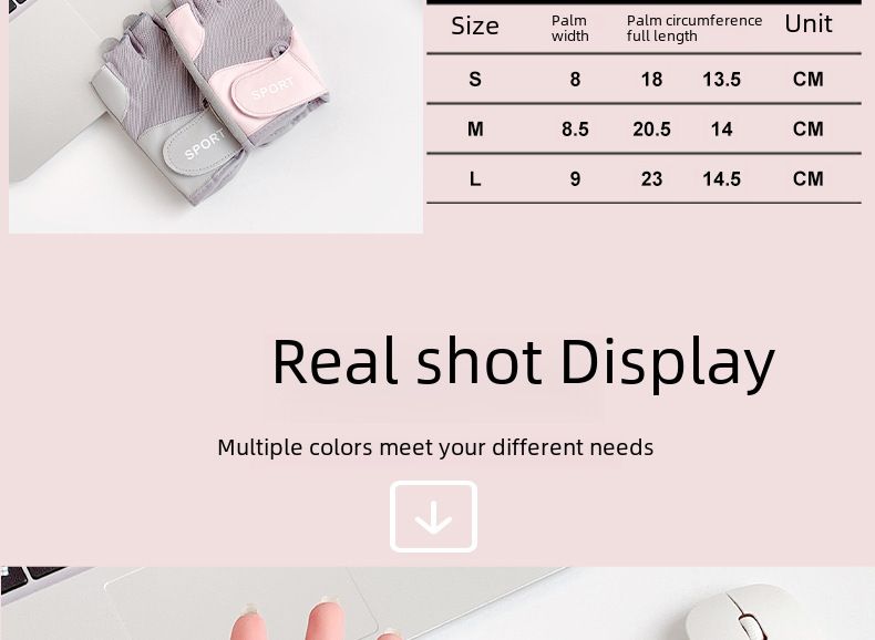 Fitness Kvinnor Halvfingerhandskar Anti-kokong Utomhusridning Halkskydd Slitage Klättring Sportutrustning Vikt Järn Hopprep Horisontell stång_voghion.com